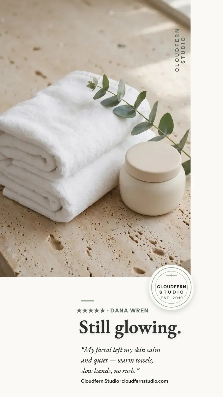 Cloudfern Studio facial review story template