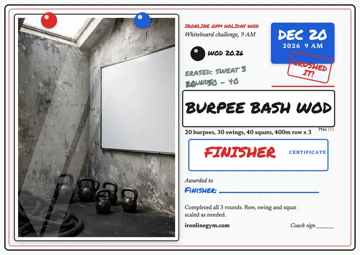 Ironline holiday burpee WOD certificate template