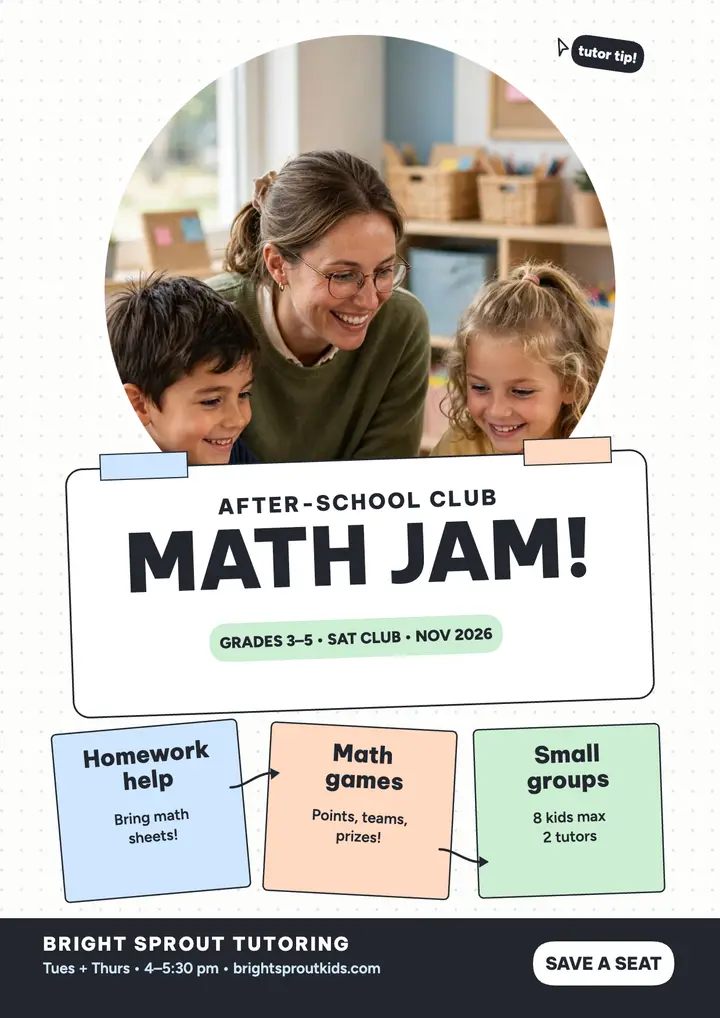 Bright Sprout tutoring workshop flyer: tutoring workshop flyer template