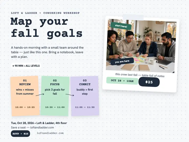 Fall goal workshop agenda slide template