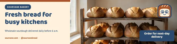 Sourvane wholesale sourdough LinkedIn banner template