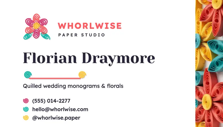 Whorlwise quilled paper studio business card template