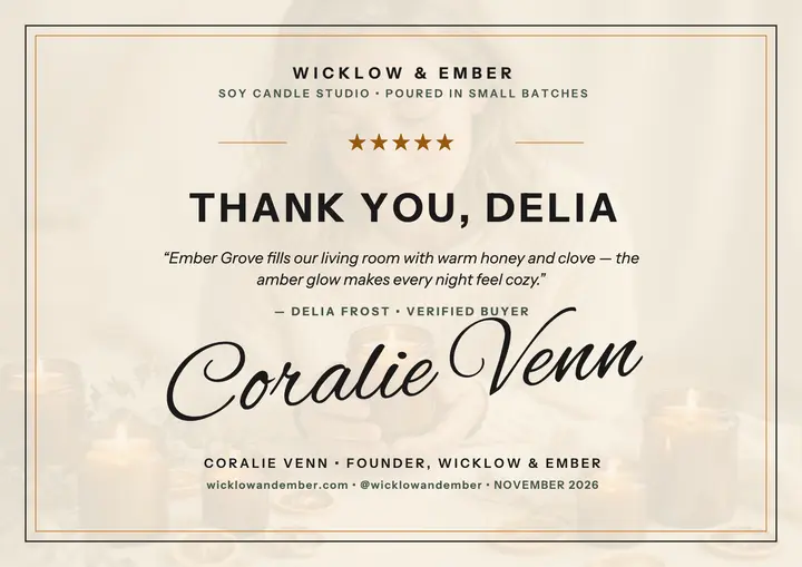 Wicklow and Ember review thank you template