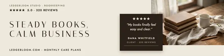 Ledgebloom bookkeeper review banner template