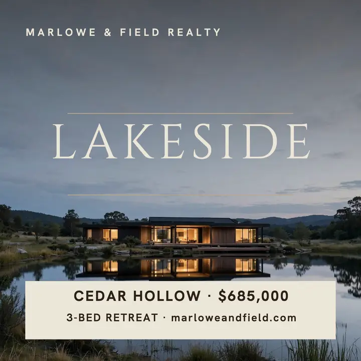 Cedar Hollow lakeside house podcast cover template
