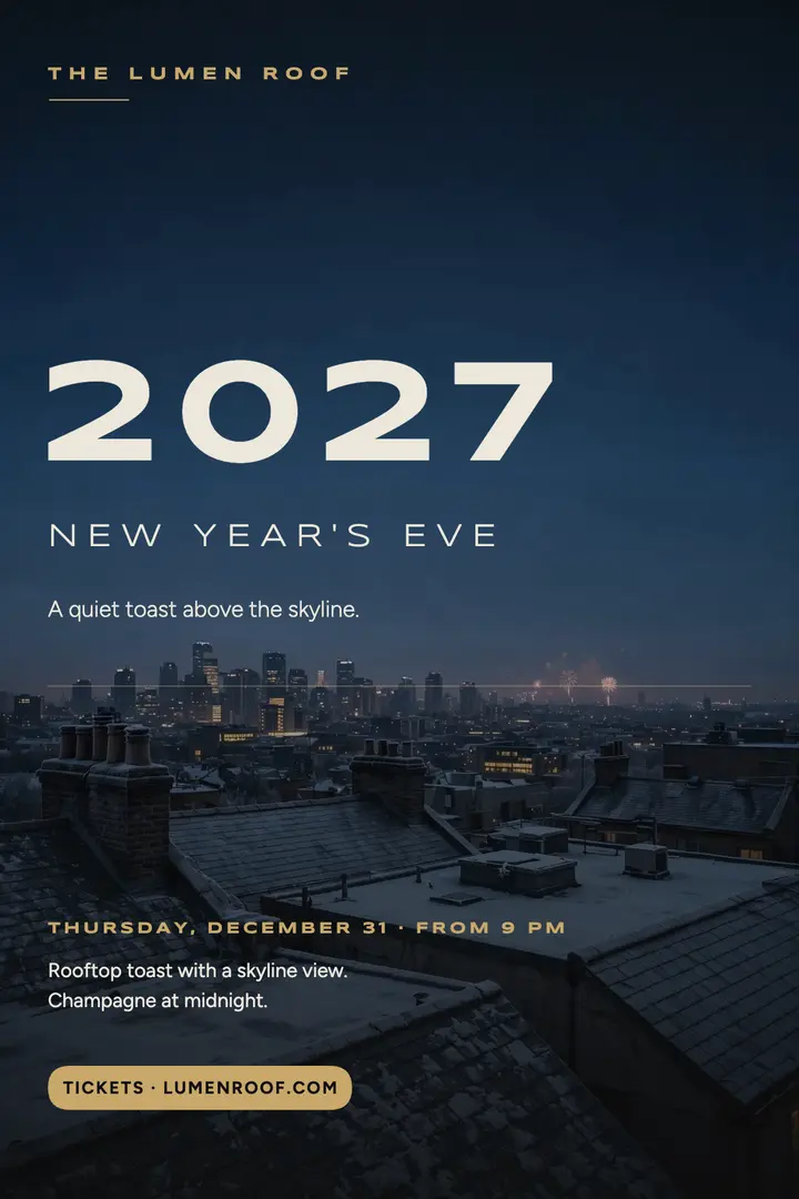 Lumen Roof New Year rooftop toast poster template