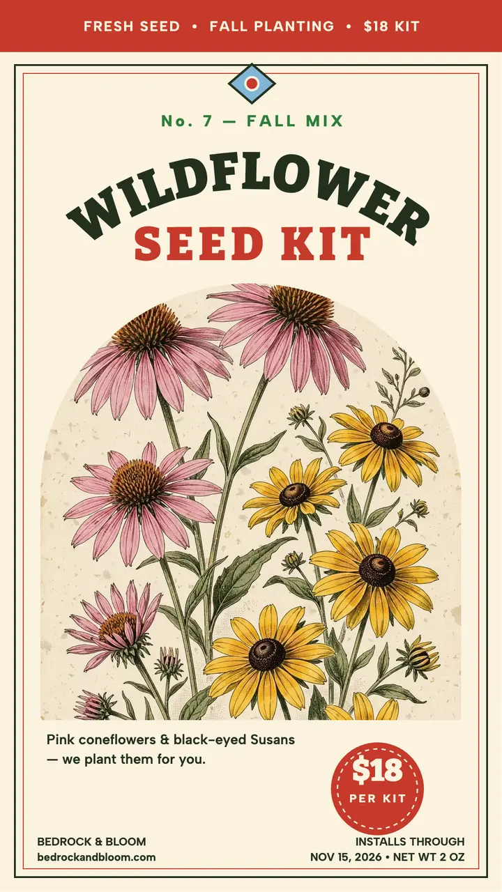 Bedrock and Bloom fall seed kit story template