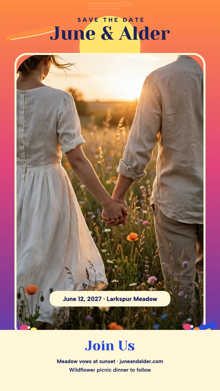 June and Alder wildflower sunset story template