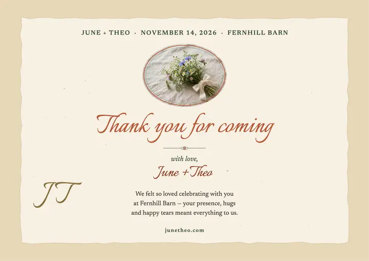 Wildflower deckled thank you card template