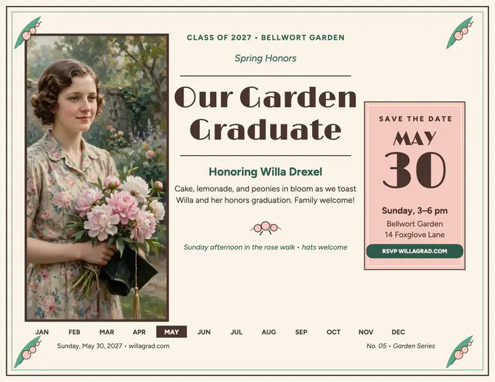 Willa garden graduation party flyer: graduation party flyer template