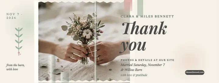 Willow Barn wedding thank you cover template