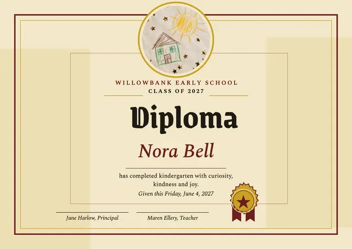 Willowbank kindergarten diploma template