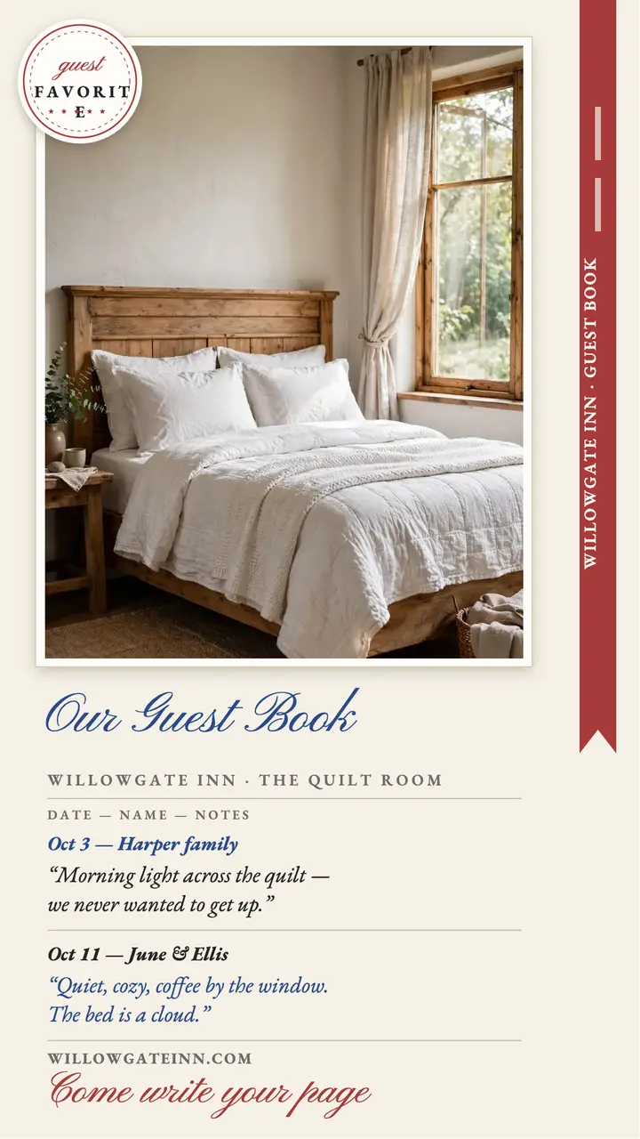 Willowgate Inn guestbook reviews story: inn guestbook reviews template