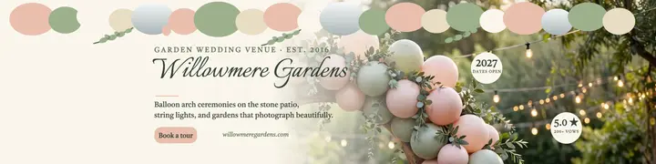 Willowmere Gardens balloon arch banner template