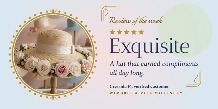 Hat shop review card, rococo romance template