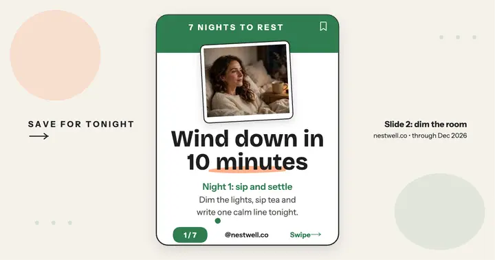 Nestwell 7 nights wind-down carousel slide template
