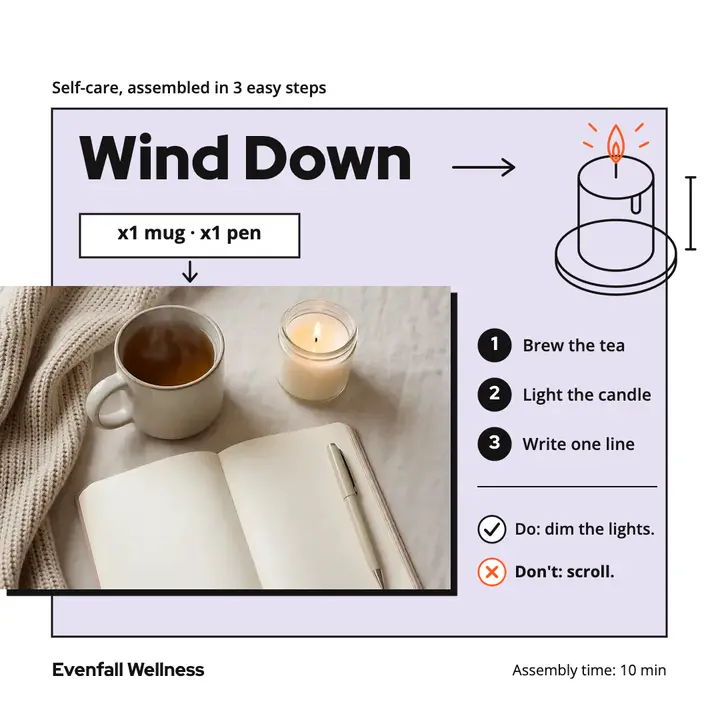 Wind Down in 3 steps, assembly instructions post template
