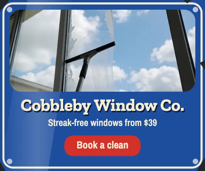 Cobbleby Window Co. window cleaning ad, enamel tin sign template
