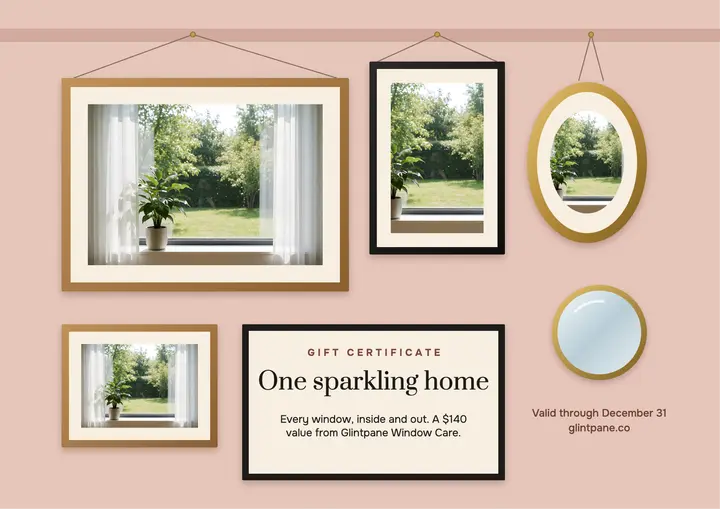Glintpane window cleaning gift certificate gallery wall template