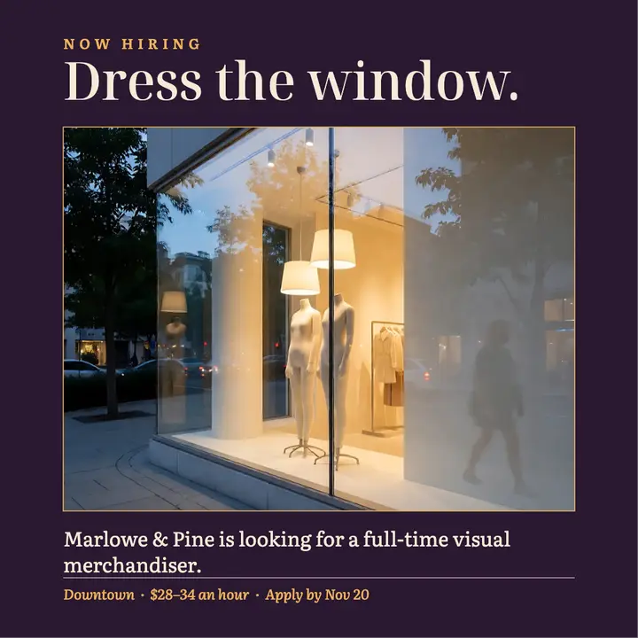 Marlowe and Pine visual merchandiser hiring post template