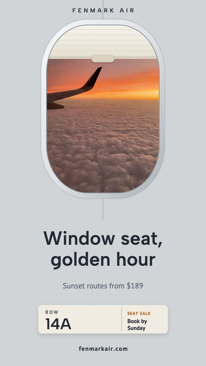 Fenmark Air window seat sale story template