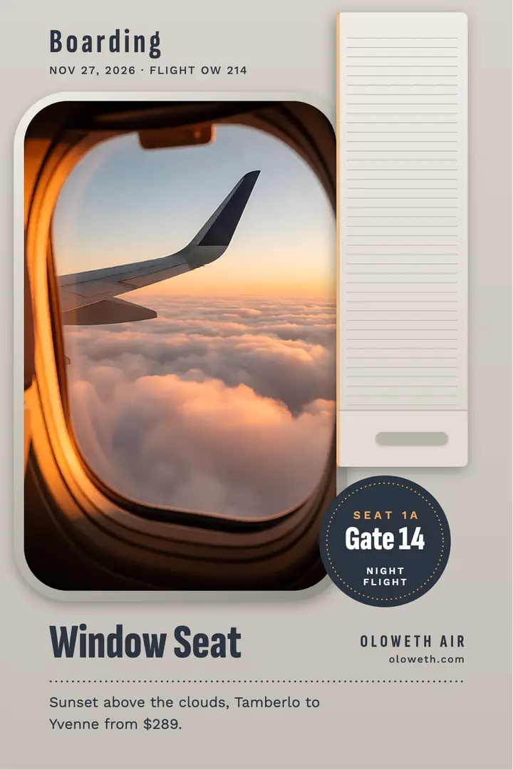 Oloweth Air Window Seat overnight route poster template