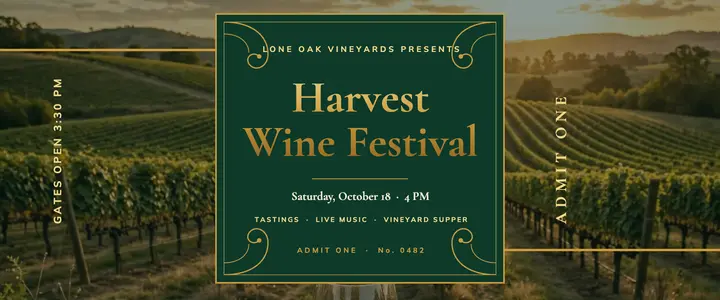 Harvest wine festival ticket template