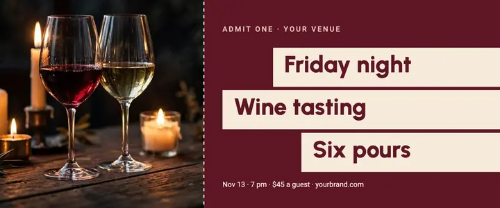 Wine tasting evening ticket template