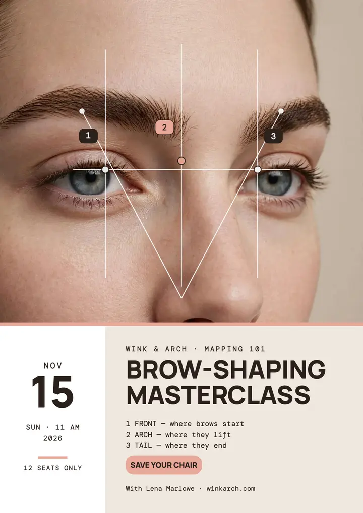 Wink and Arch brow masterclass flyer template