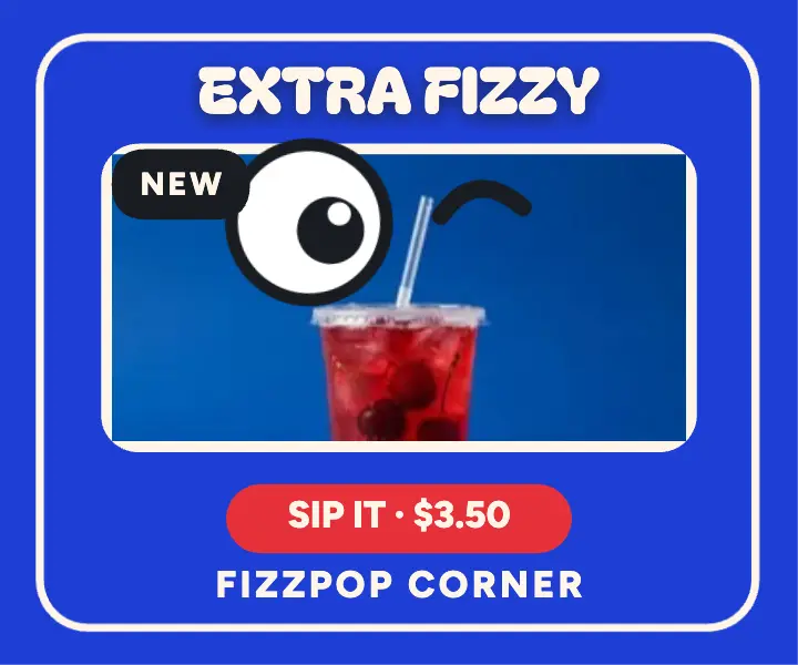 Fizzpop Corner winking cherry soda ad template