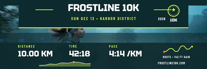 Frostline 10K race stats header template