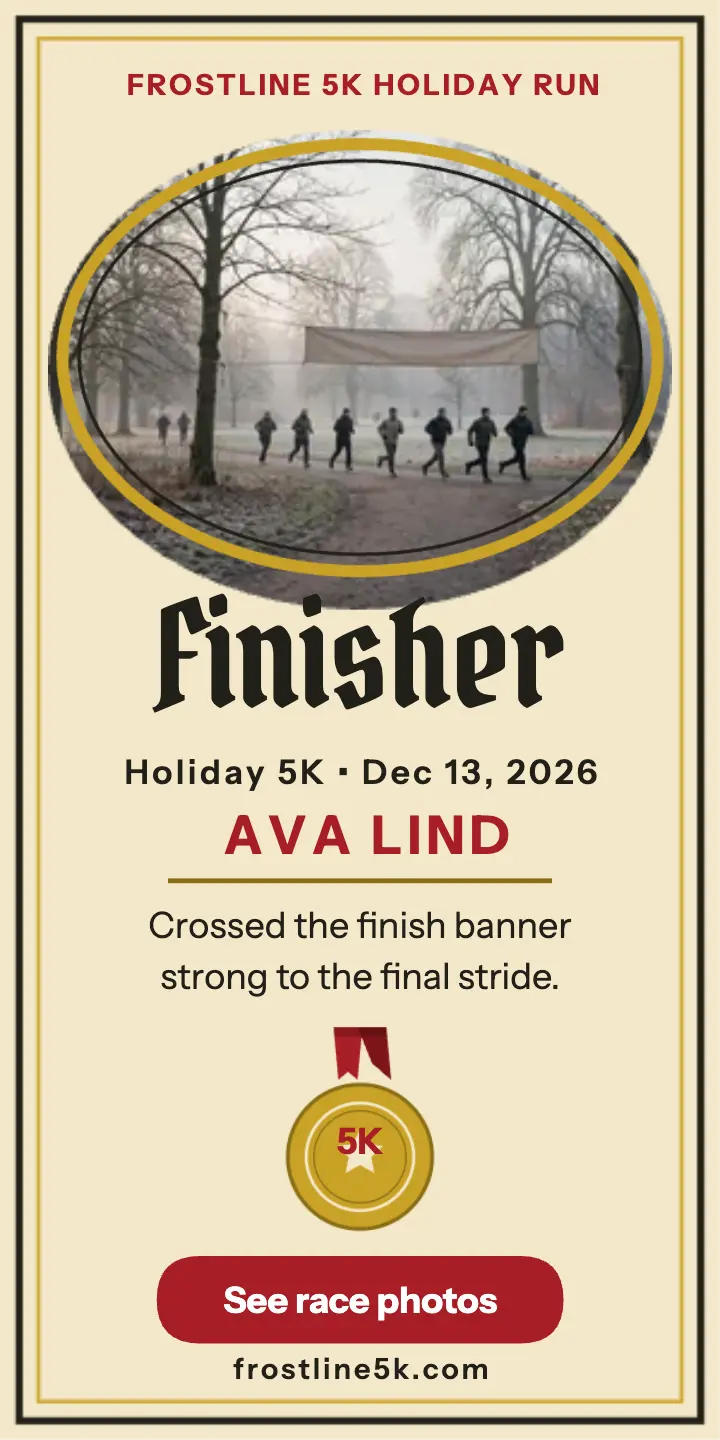 Frostline 5K holiday finisher certificate ad template