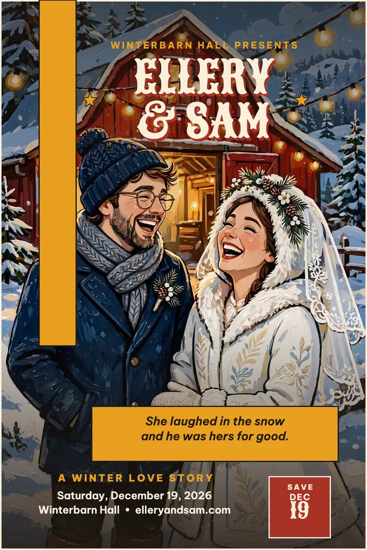 Ellery and Sam winter barn premiere poster template