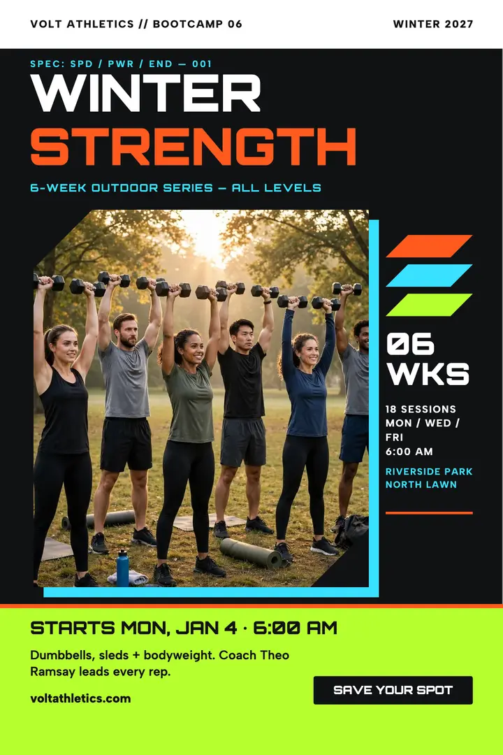 Volt Athletics winter strength bootcamp poster template