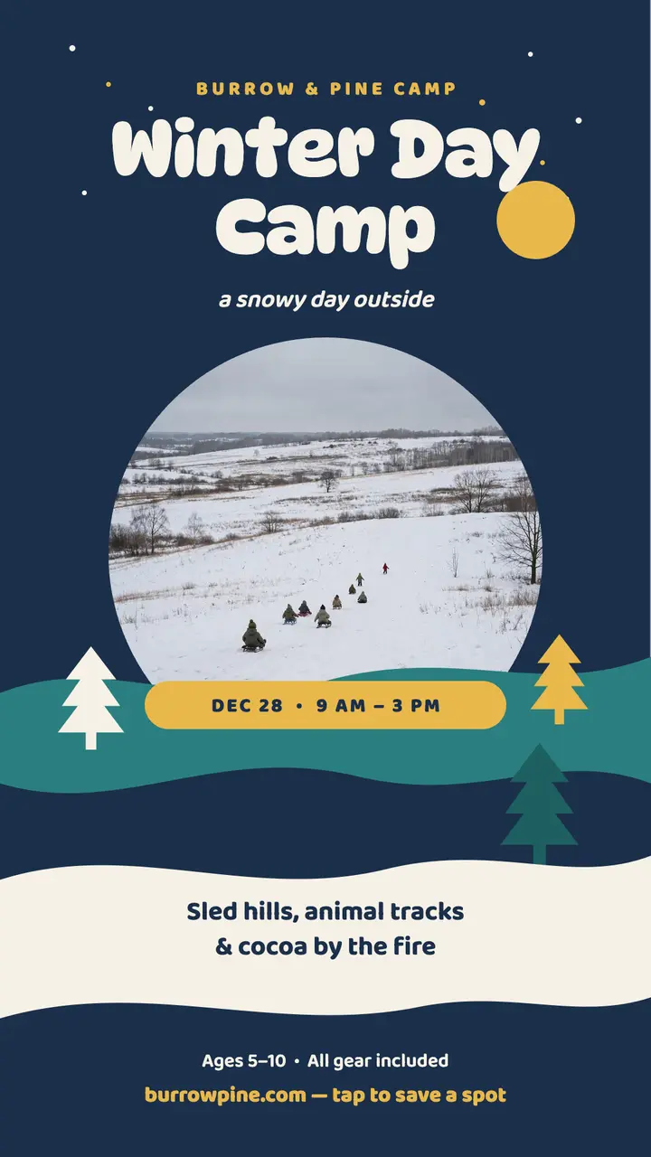 Burrow and Pine winter day camp story template