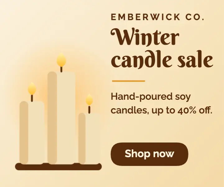 Winter candle sale display ad template