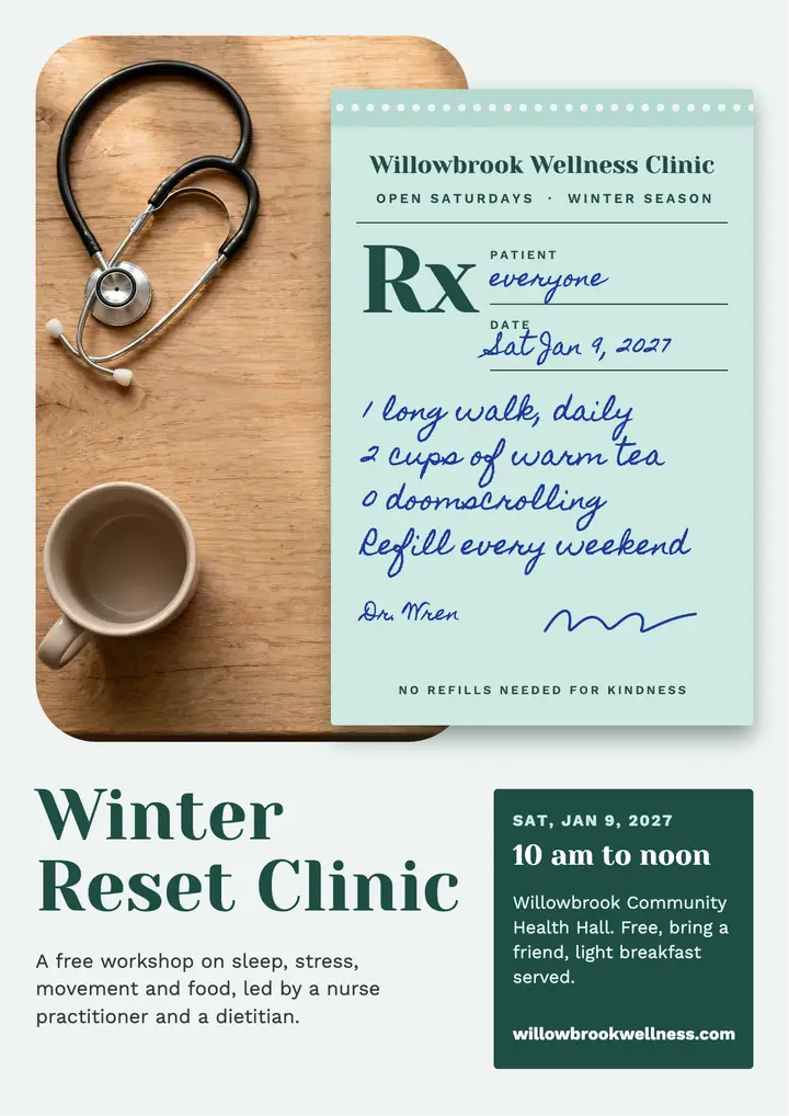 Willowbrook winter reset clinic flyer template