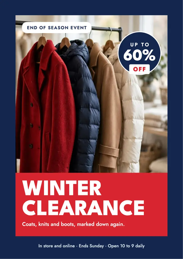 Winter clearance flyer template