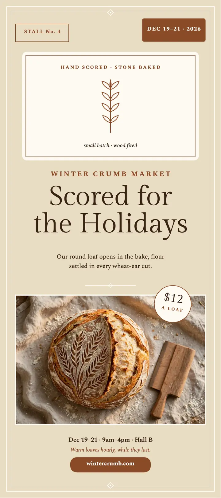 Winter Crumb holiday sourdough card template
