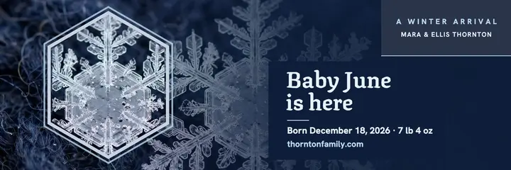 Winter crystal baby announcement header template