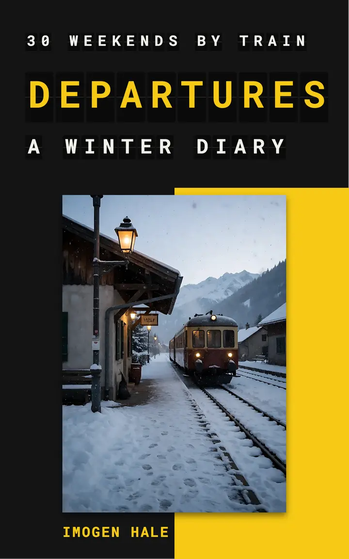 Winter departures, split-flap ebook cover template
