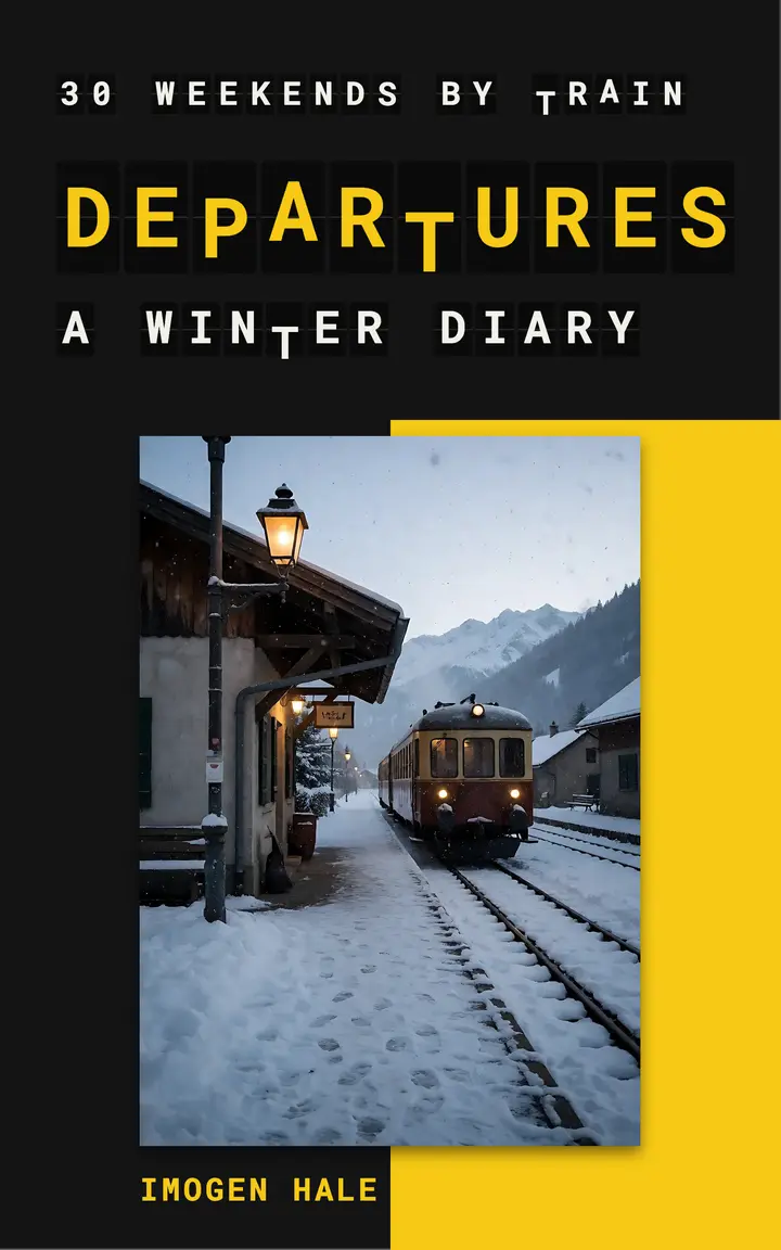 Winter departures, split-flap ebook cover template