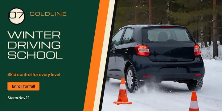 Coldline Winter Driving School skid control X post, racing livery template