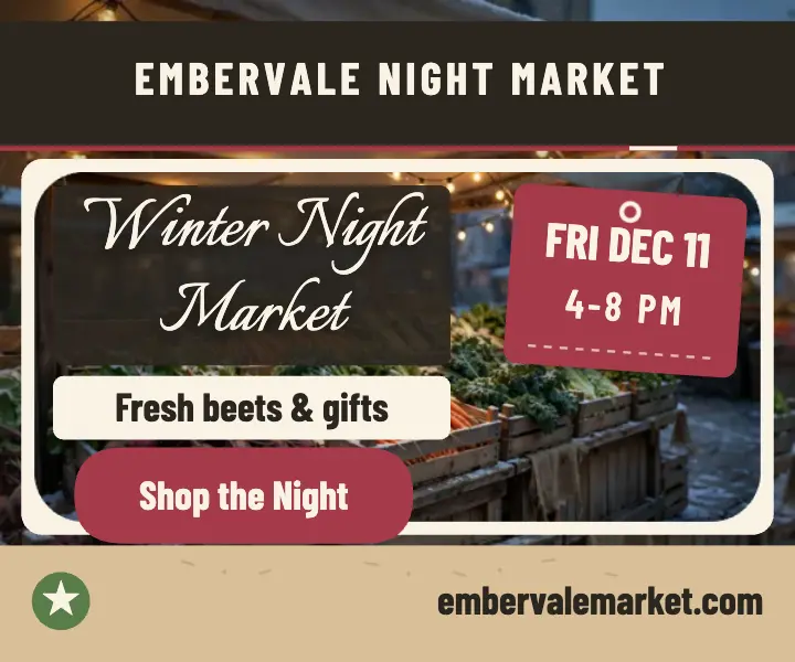 Embervale winter night market ad template