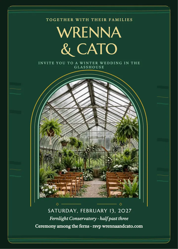 Wrenna and Cato greenhouse invitation template