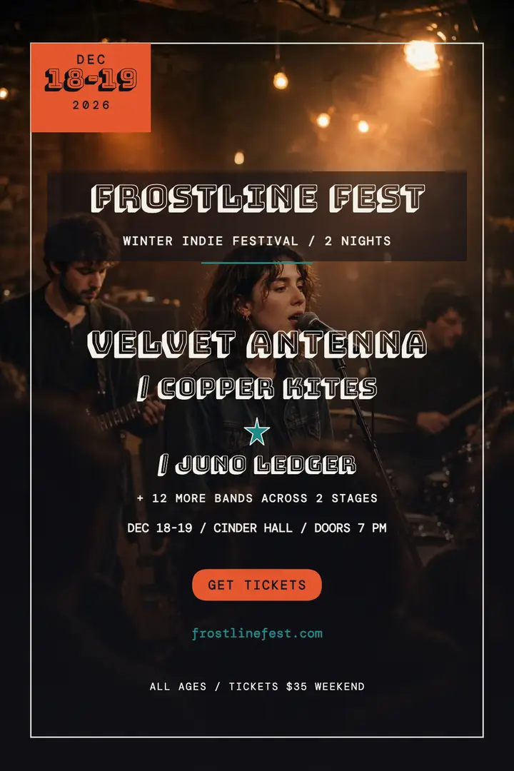 Frostline Fest winter lineup bill poster template