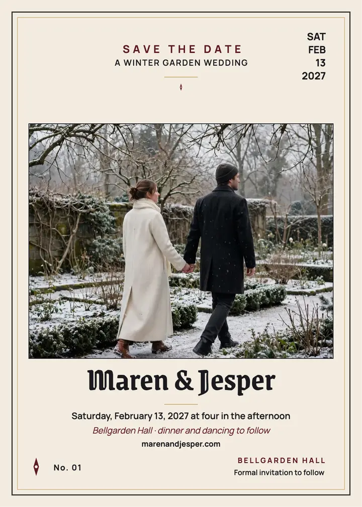 Maren and Jesper winter garden invitation template