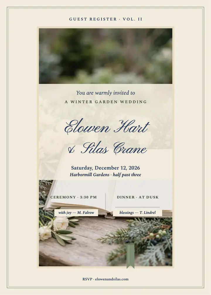 Elowen and Silas winter garden register template