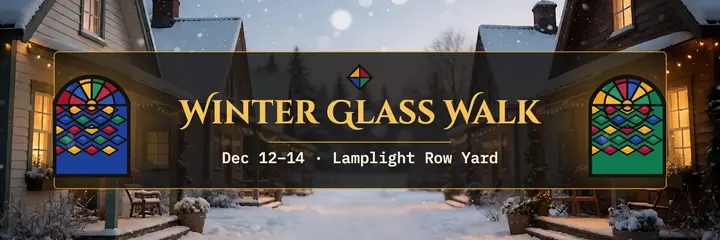 Winter Glass Walk lantern and glass-art header template