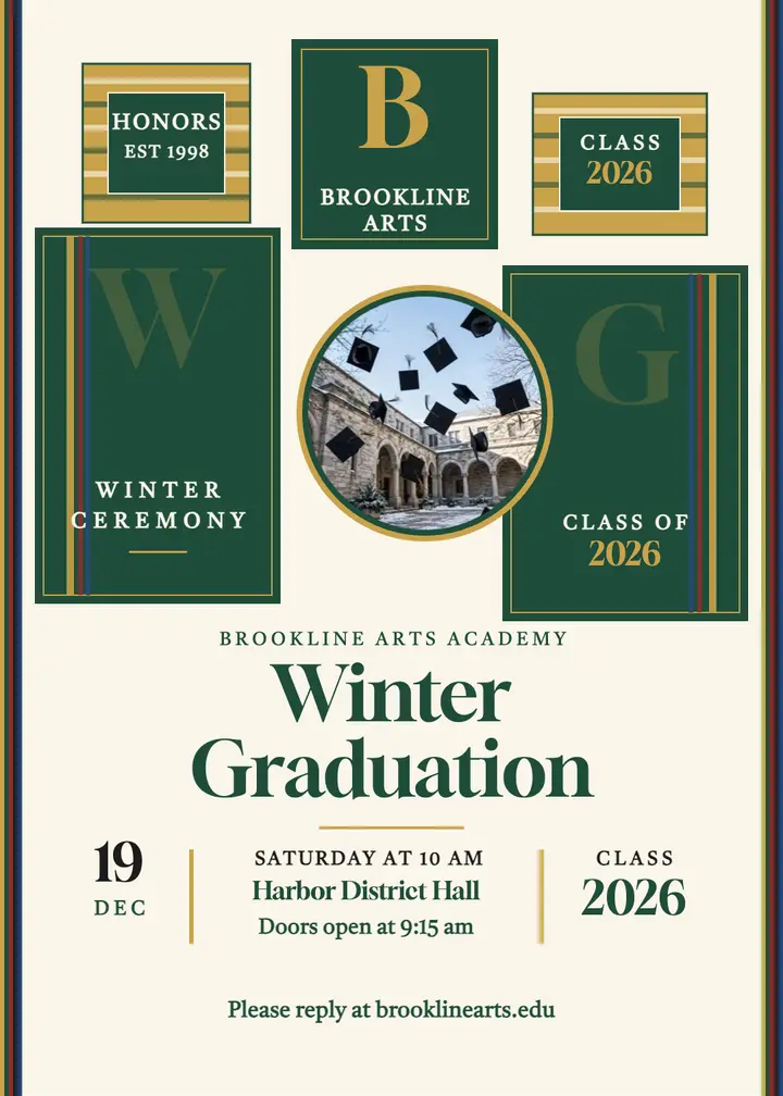 Brookline winter graduation stole invitation template